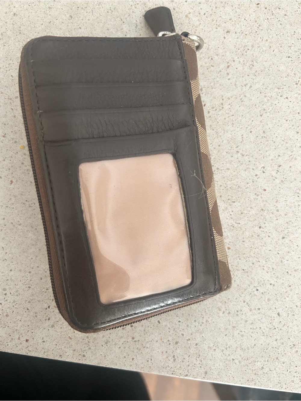 Coach Tan & Brown Signature Canvas Phone Wallet with Turn-Lock - Picture 2 of 4